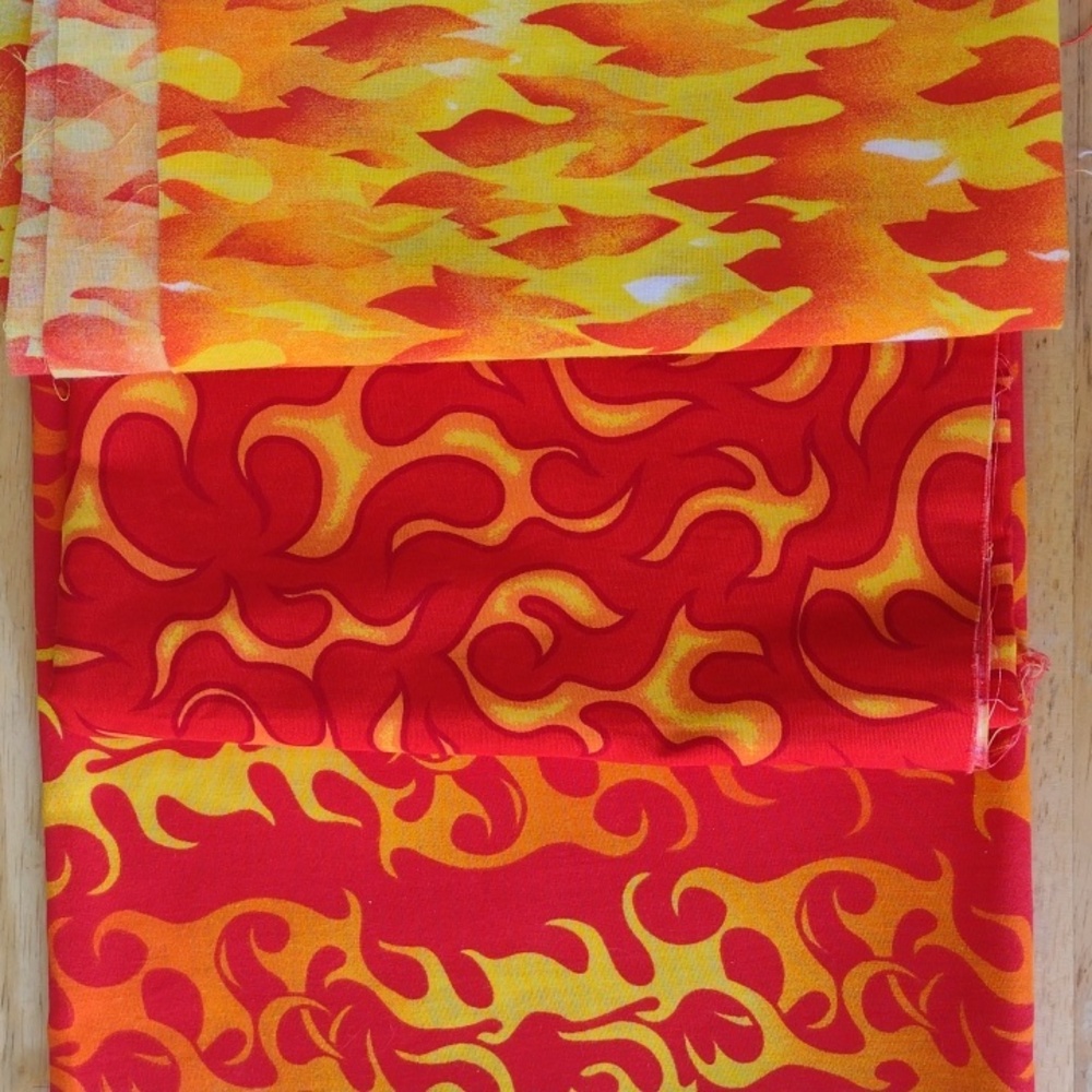 3 Yards Red and Yellow Flame Pattern Fabric Cranston & Springs Industries